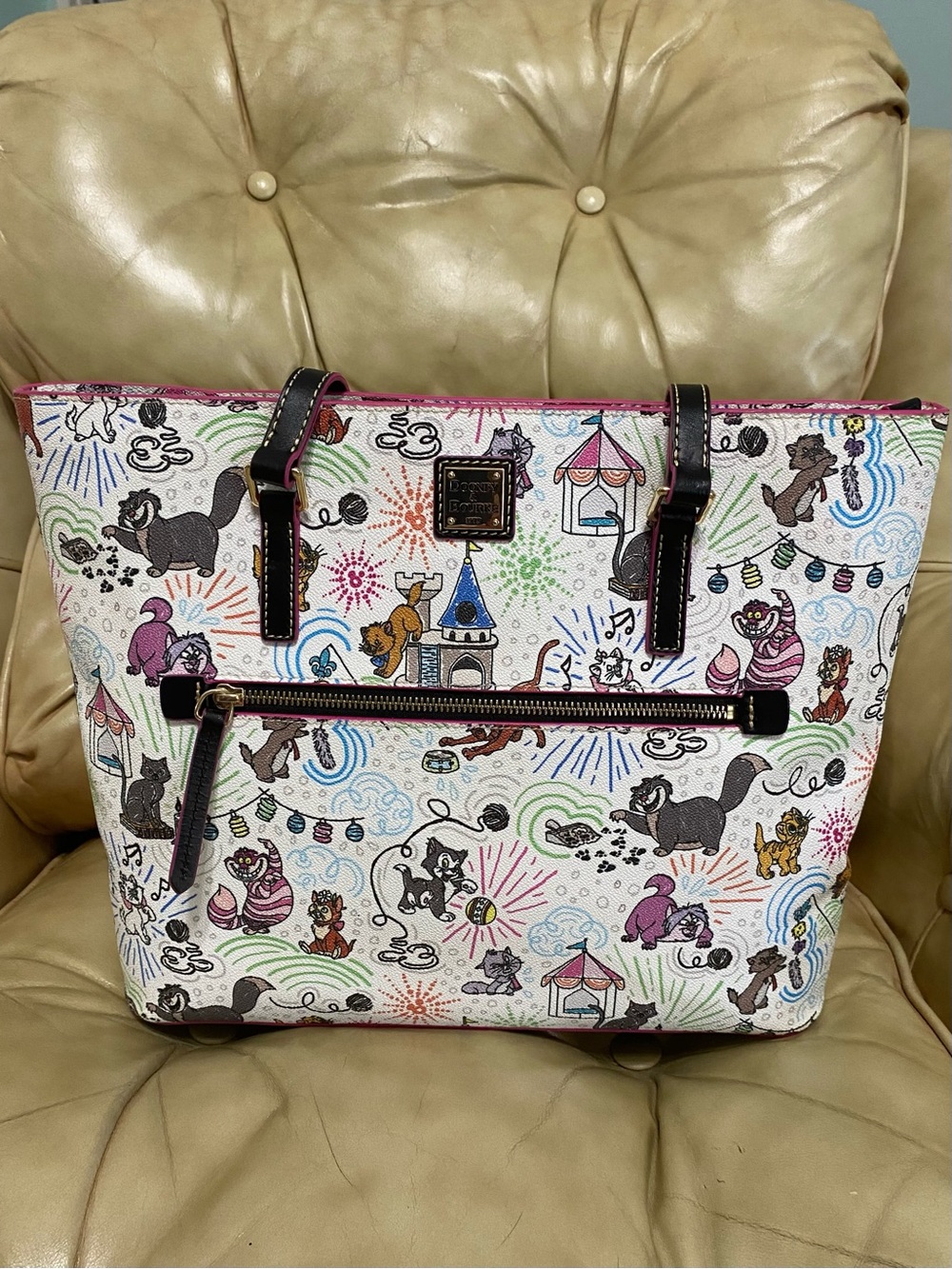 DISNEY Dooney & Bourke Bag Cats Sketch Aristocats Figaro Large Tote